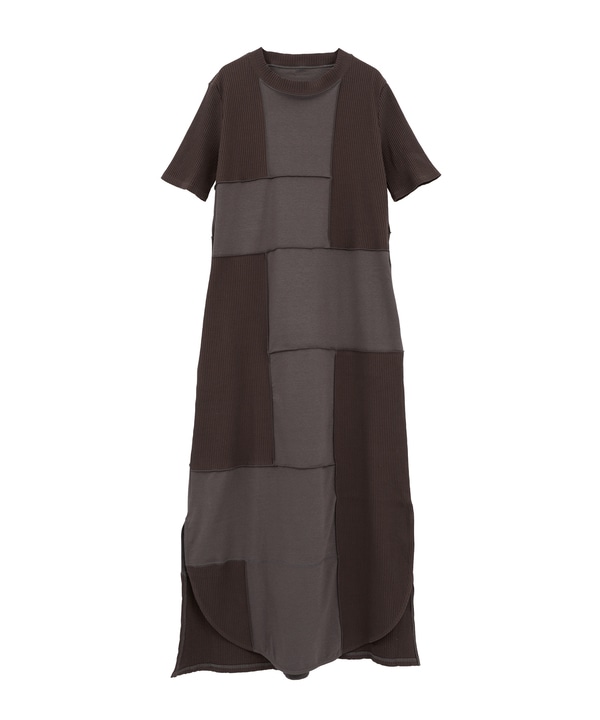 【HL】PATCHWORK RIB DRESS 詳細画像 ブラウン 1