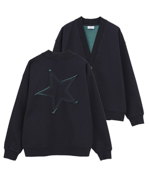 BACK STAR★ PATCH INDIGO SWEAT CARDIGAN