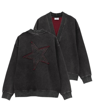 BACK STAR★ PATCH INDIGO SWEAT CARDIGAN