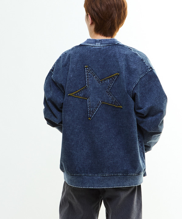 BACK STAR★ PATCH INDIGO SWEAT CARDIGAN 詳細画像 3