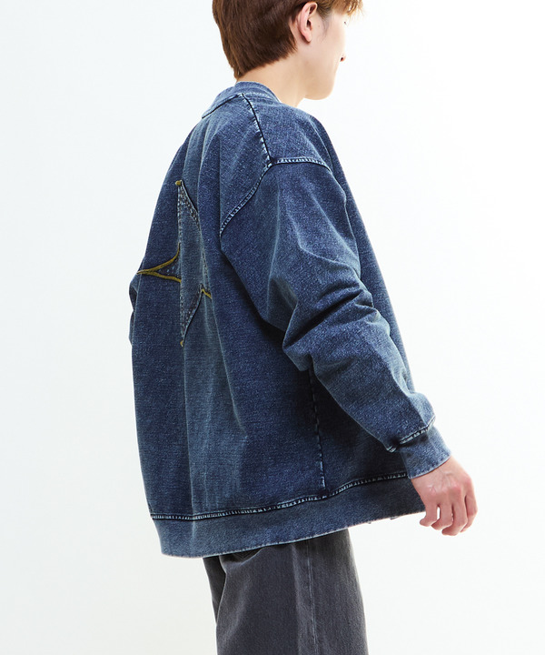 BACK STAR★ PATCH INDIGO SWEAT CARDIGAN 詳細画像 4
