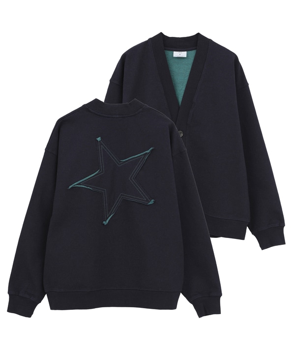 BACK STAR★ PATCH INDIGO SWEAT CARDIGAN 詳細画像 インディゴブルー 1