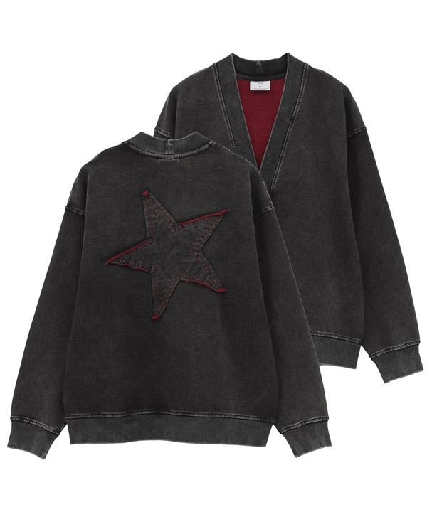 BACK STAR★ PATCH INDIGO SWEAT CARDIGAN 詳細画像 ブラック 1