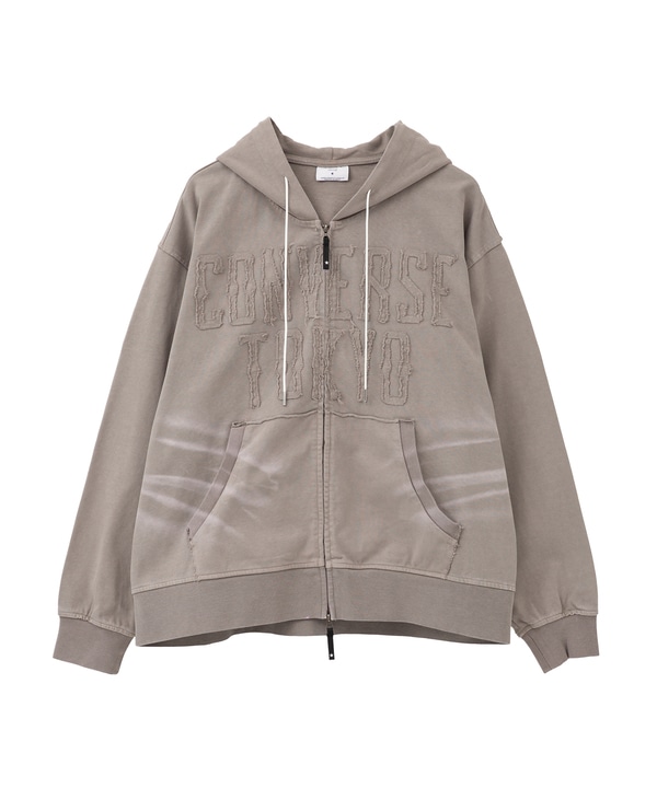 PATCH EMBROIDERY LOGO ZIP HOODIE 詳細画像 グレー 1