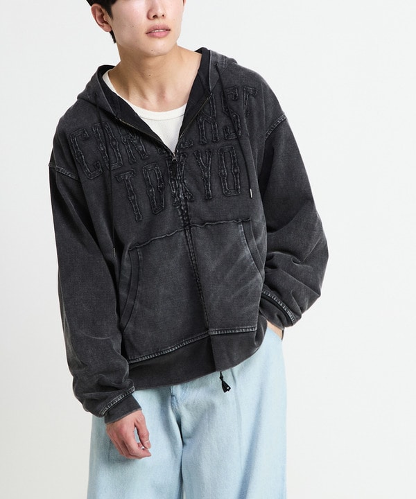 PATCH EMBROIDERY LOGO ZIP HOODIE 詳細画像 ブラック 1