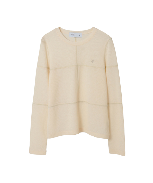 PATCHWORK SHEER RIB TOP 詳細画像 オフホワイト 1