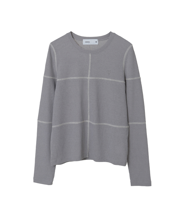 PATCHWORK SHEER RIB TOP 詳細画像 グレー 1