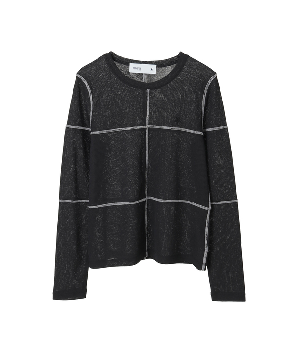 PATCHWORK SHEER RIB TOP 詳細画像 ブラック 1