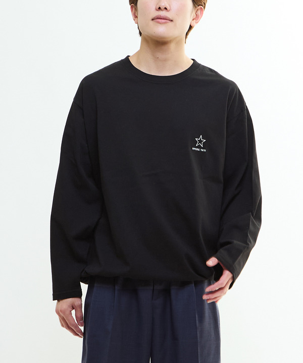 DRAWSTRING HEM STAR★ ONEPOINT LONG SLEEVE TEE 詳細画像 2