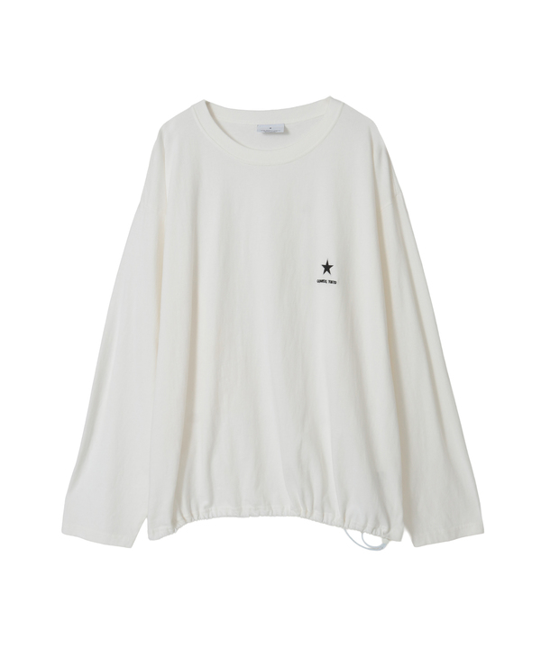 DRAWSTRING HEM STAR★ ONEPOINT LONG SLEEVE TEE 詳細画像 ホワイト 1
