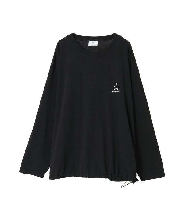 DRAWSTRING HEM STAR★ ONEPOINT LONG SLEEVE TEE 詳細画像 ブラック 1