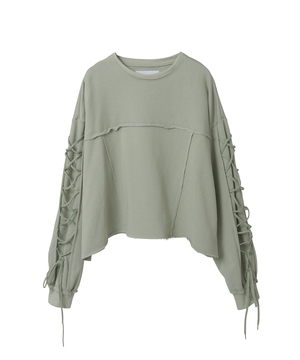 LACE-UP SLEEVE SHORT SWEAT
