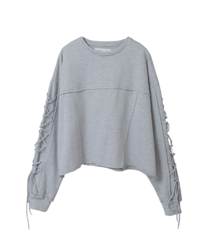 LACE-UP SLEEVE SHORT SWEAT