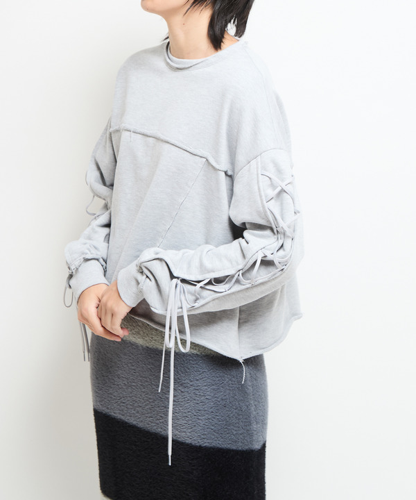 LACE-UP SLEEVE SHORT SWEAT 詳細画像 1