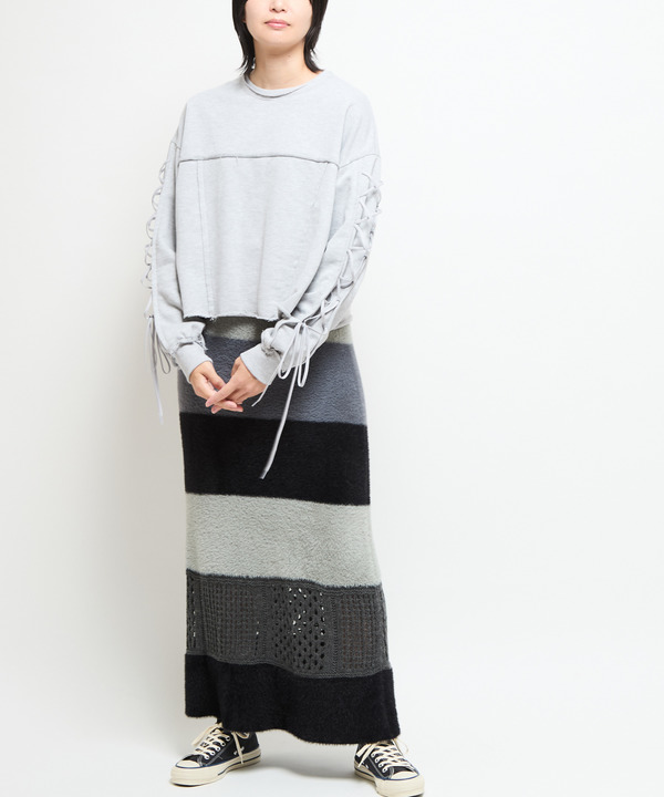 LACE-UP SLEEVE SHORT SWEAT 詳細画像 4