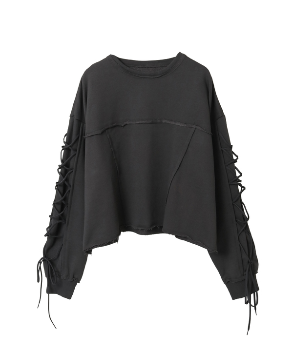LACE-UP SLEEVE SHORT SWEAT 詳細画像 チャコールグレー 1
