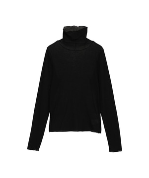 SHEER MELLOW FRILL TURTLENECK TOP