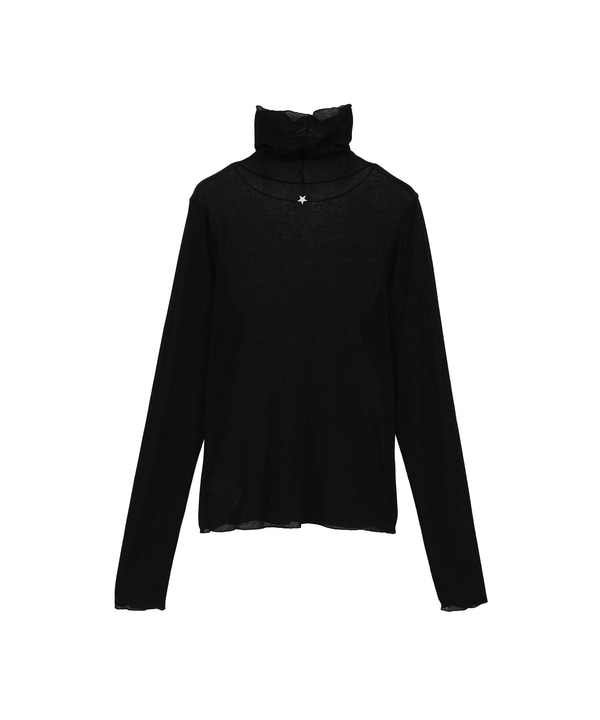 SHEER MELLOW FRILL TURTLENECK TOP 詳細画像 1