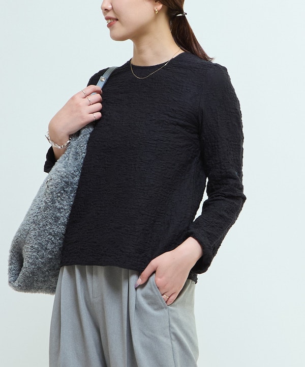 JACQUARD PEPLUM BLOUSE 詳細画像 ブラック 1