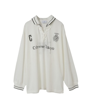 LACE-UP COLLAR SOCCER LONGSLEEVE TEE
