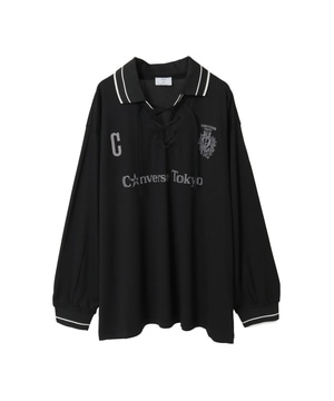LACE-UP COLLAR SOCCER LONGSLEEVE TEE