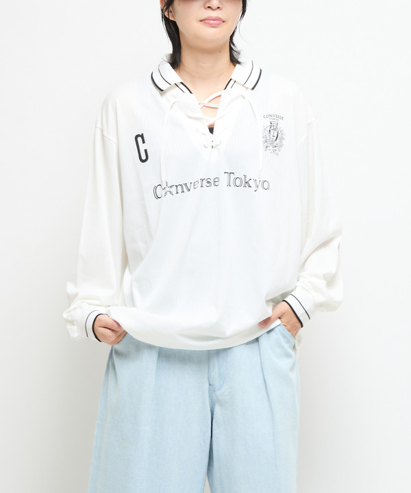 LACE-UP COLLAR SOCCER LONGSLEEVE TEE 詳細画像 1