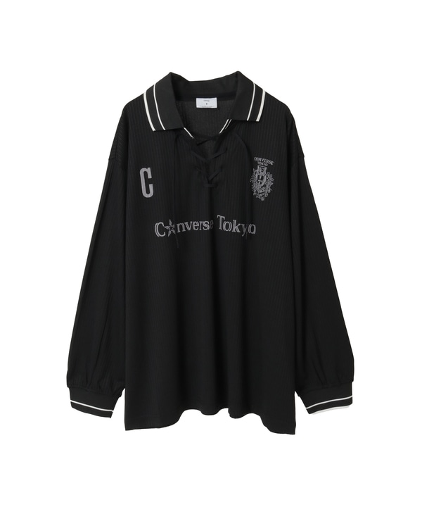 LACE-UP COLLAR SOCCER LONGSLEEVE TEE 詳細画像 ブラック 1
