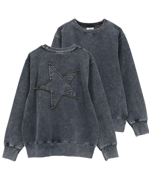 BACK STAR★ PATCH INDIGO SWEAT