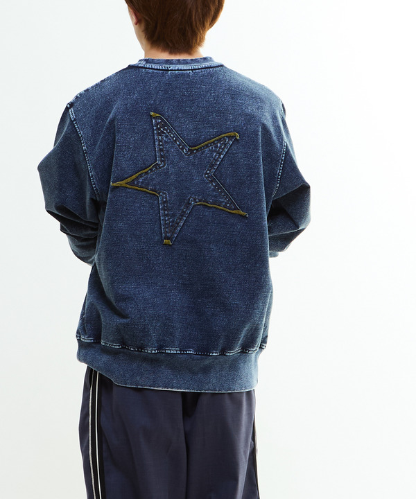 BACK STAR★ PATCH INDIGO SWEAT 詳細画像 1