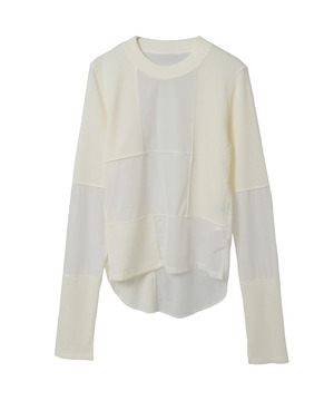 【HL】PATCHWORK VELOR RIB TOP