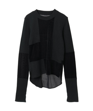 【HL】PATCHWORK VELOR RIB TOP