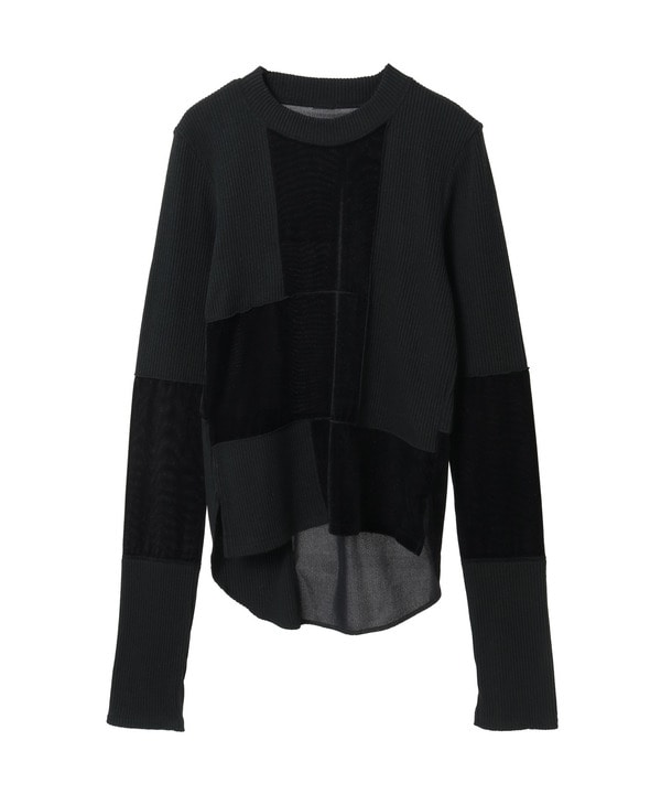 【HL】PATCHWORK VELOR RIB TOP 詳細画像 ブラック 1