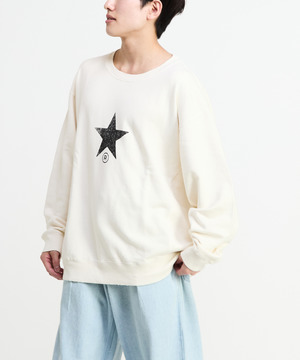 STAR★ PRINT WASHED SWEAT