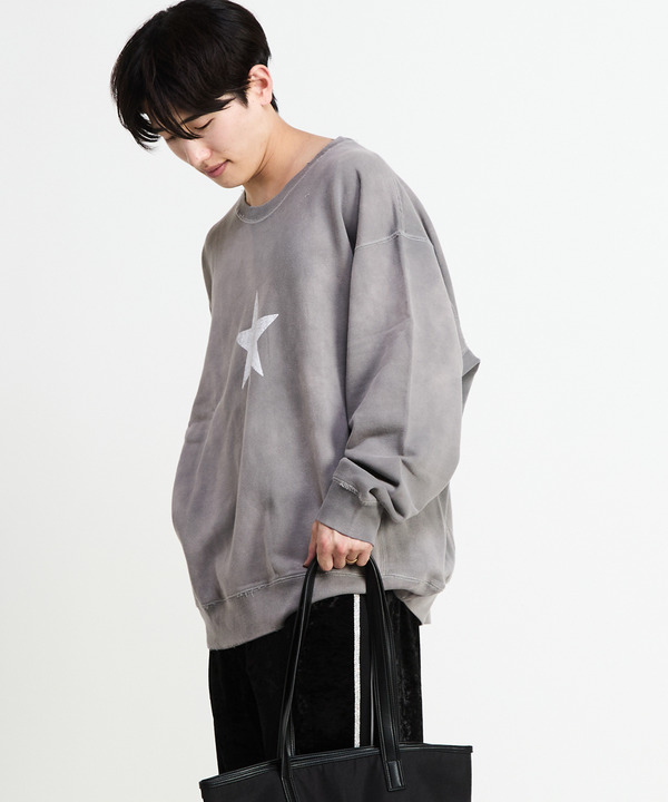 STAR★ PRINT WASHED SWEAT 詳細画像 グレー 1
