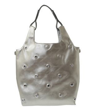 2WAY EYELET FAKE-LEATHER SHOPPING TOTE BAG