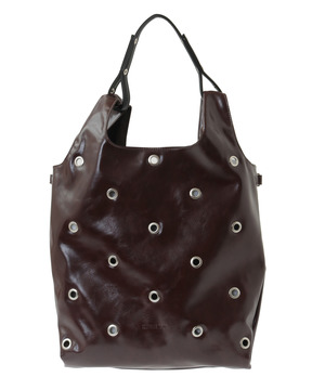 2WAY EYELET FAKE-LEATHER SHOPPING TOTE BAG