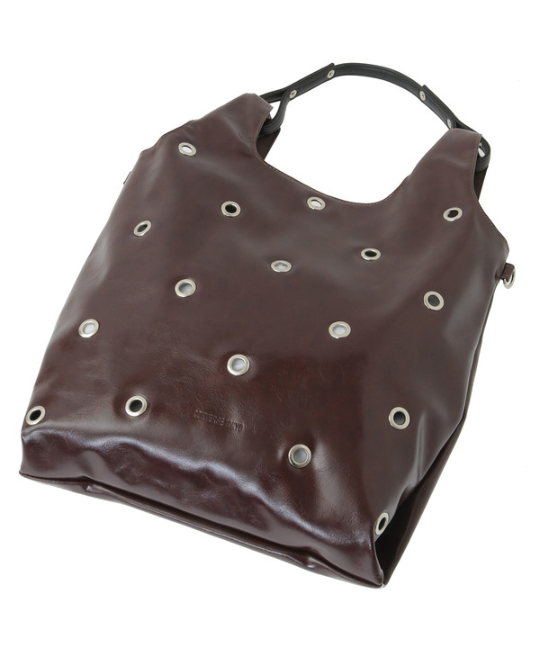 2WAY EYELET FAKE-LEATHER SHOPPING TOTE BAG 詳細画像 11