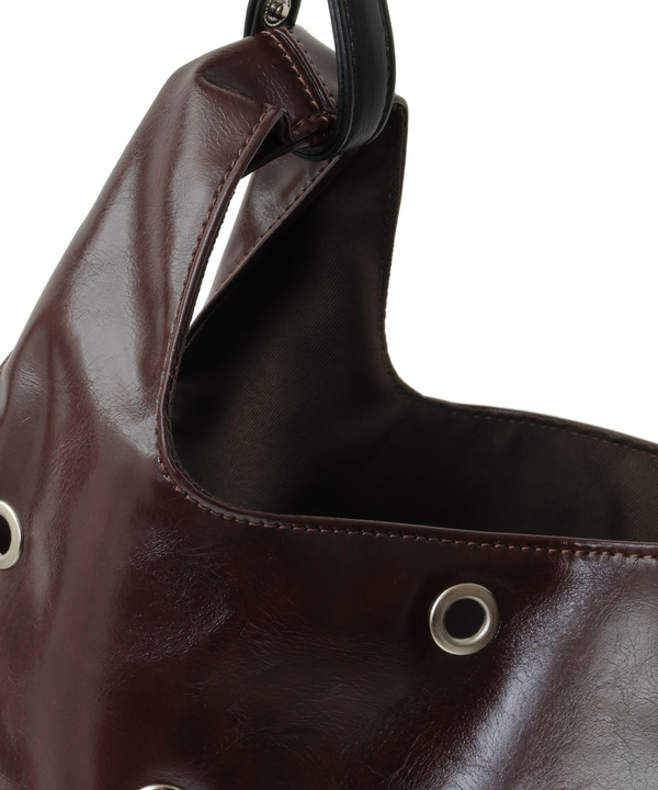 2WAY EYELET FAKE-LEATHER SHOPPING TOTE BAG 詳細画像 7