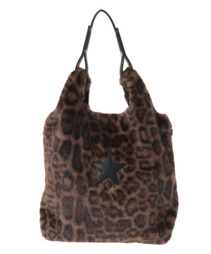 2WAY LEOPARD ECO-FUR SHOPPING TOTE BAG