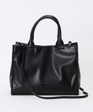 FAKE-LEATHER SQUARE TOTE BAG
