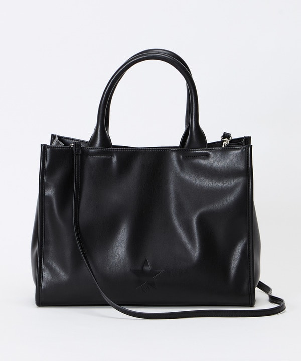 2WAY FAKE-LEATHER SQUARE TOTE BAG 詳細画像 ブラック 1