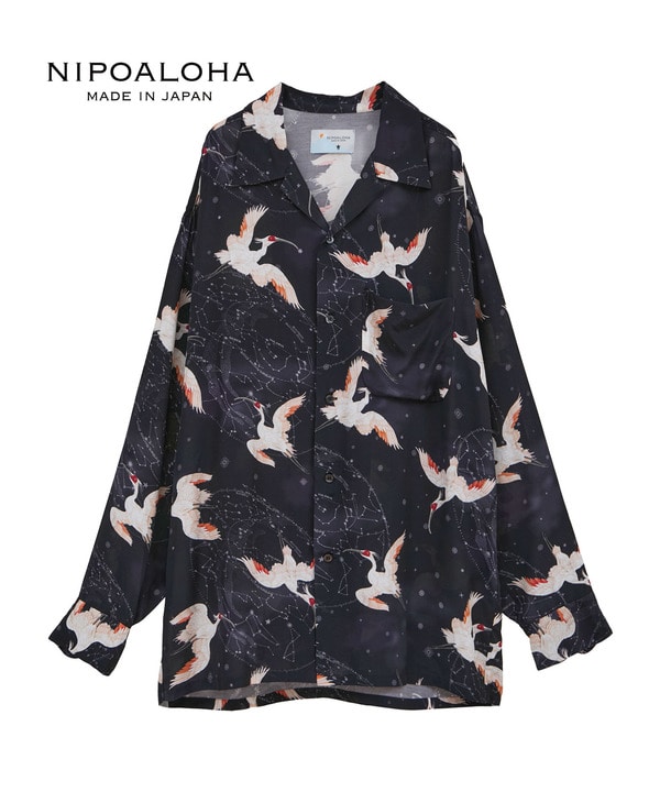 【NIPO ALOHA】"朱鷺-TOKI" LONG SLEEVE SHIRT 詳細画像 ブラック 1