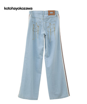 【kotohayokozawa】SIDE LINE WIDE FLARE DENIM PANTS