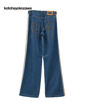 【kotohayokozawa】SIDE LINE WIDE FLARE DENIM PANTS