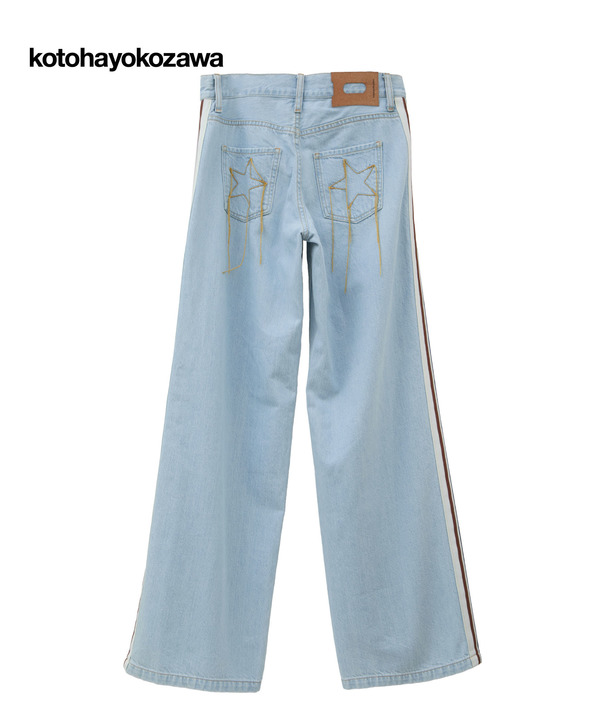 【kotohayokozawa】SIDE LINE WIDE FLARE DENIM PANTS 詳細画像 ライトブルー 1