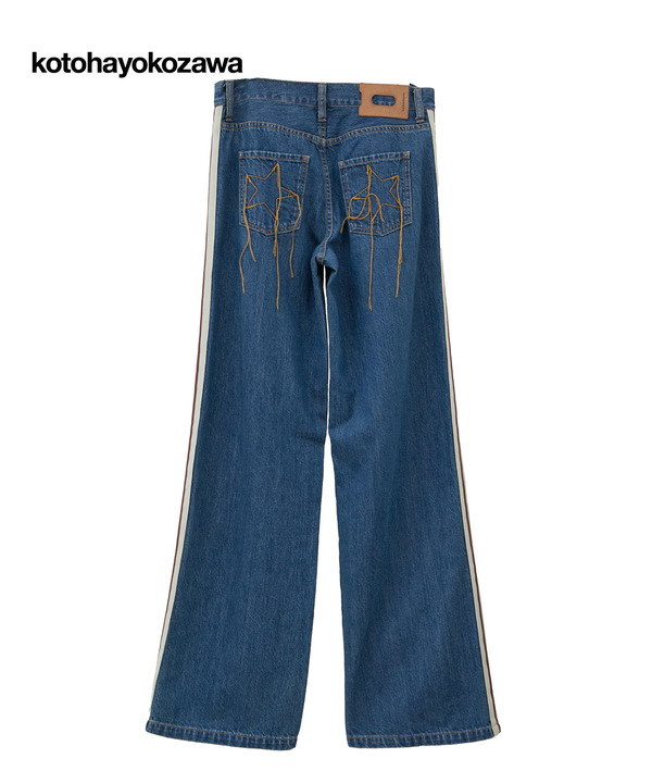 【kotohayokozawa】SIDE LINE WIDE FLARE DENIM PANTS 詳細画像 インディゴブルー 1