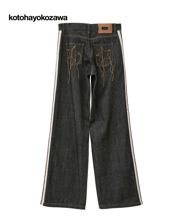 【kotohayokozawa】SIDE LINE WIDE FLARE DENIM PANTS 詳細画像 ブラック 1