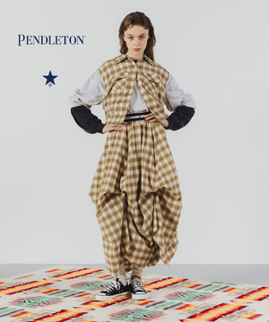 【PENDLETON】STAR★ CUT FLANNEL CHECKED GATHER SKIRT