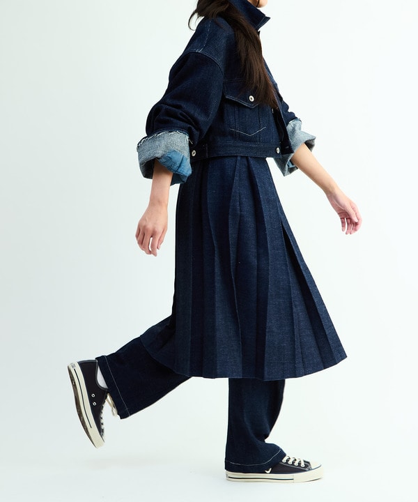 【KURO】PLEATED DENIM SKIRT 詳細画像 1