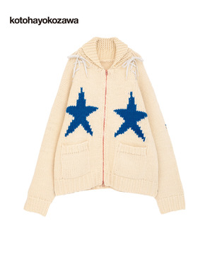 【kotohayokozawa】LACE-UP LOWGAGE COWICHAN SWEATER